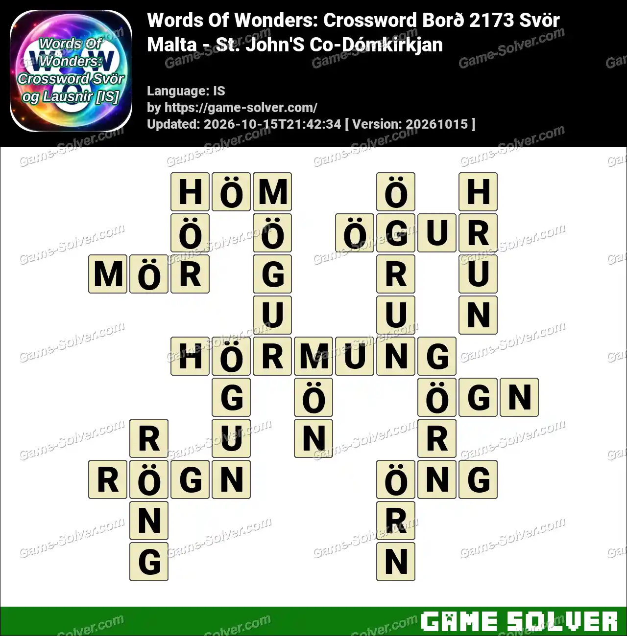 Words Of Wonders: Crossword Borð 2173 Svör – Malta – St. John’S Co-Dómkirkjan